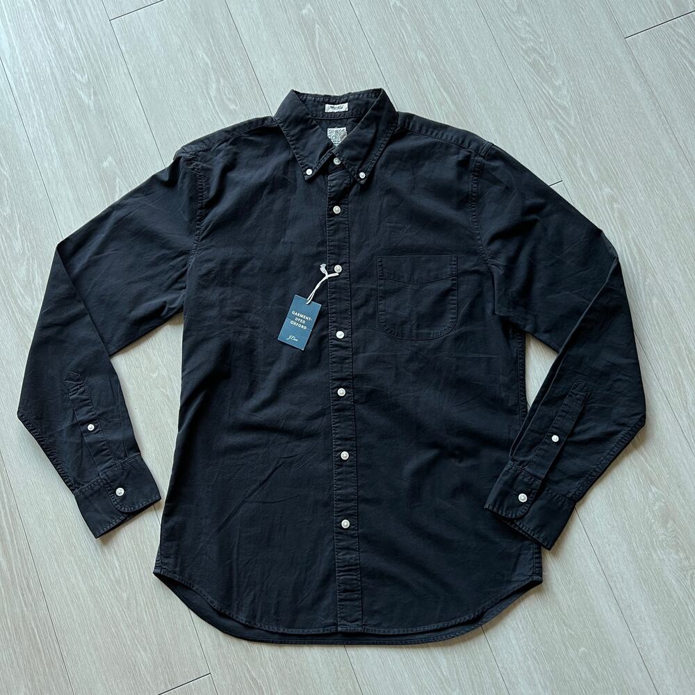J Crew Garment Dyed Oxford Shirt Mens Slim Medium Black FLAW